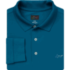 Greg Norman Collection Men's Long Sleeve Pique Shark Polo Shirt in Vivid Teal, Size XXL, Polyester/Fabric